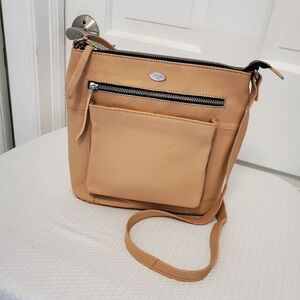 Luxeoria Pebble Grain Leather Crossbody Bag, Light Peach In Color, Classic